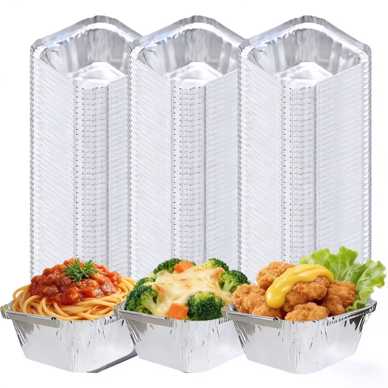 50/125PCS Tin Foil Trays Disposable Pans Aluminum Foil Food 