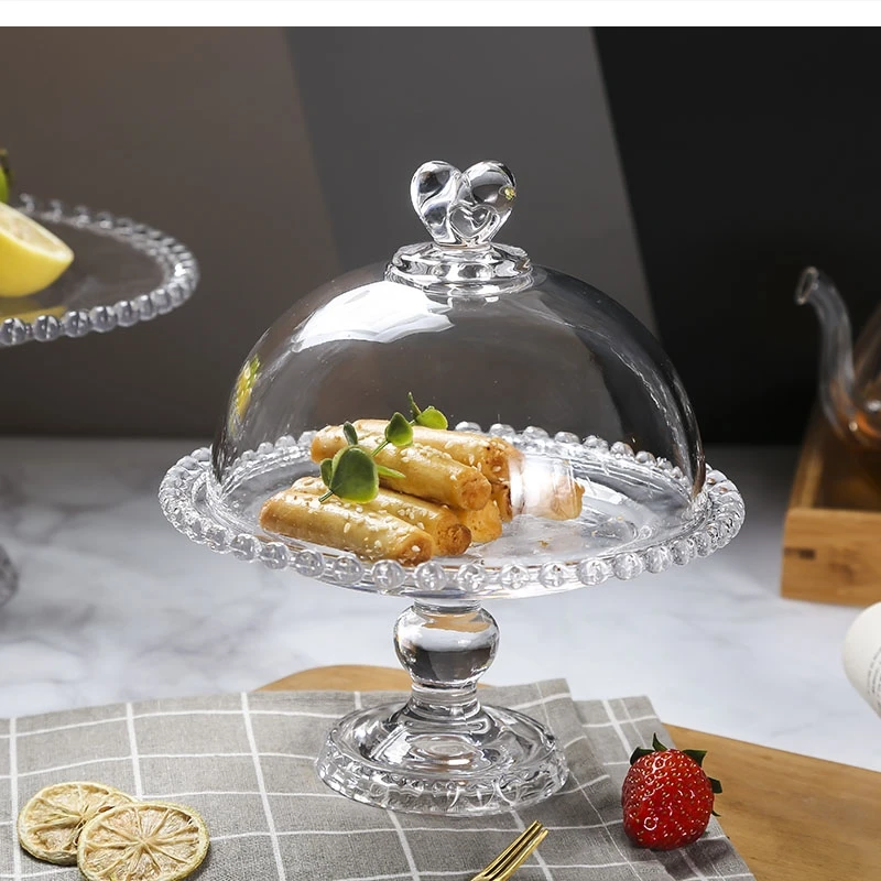 Transparent Glass Heart Border Storage Tray Cake Dessert Plate Desktop Decor Display Service Decoration Accessories