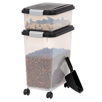 Plastic 3-piece Airtight Food Storage Container Combo With Scoop and Treat Box for Pet Dog Cat and Bird Food