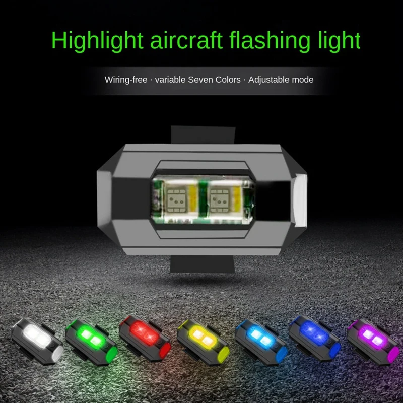 ●4 Pcs 7 Colors Drone Strobe Light USB LED Anti-Collision Bike Tail Drone Night Fly Mini Signal Flashing Warning Light