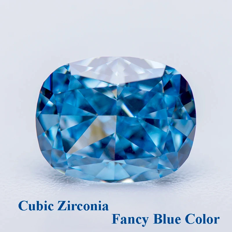 

Cubic Zirconia Crushed Ice Cut Cushion Shape Fancy Blue Color Charms Beads for Diy Jewelry Making Rings Materials No Certificate