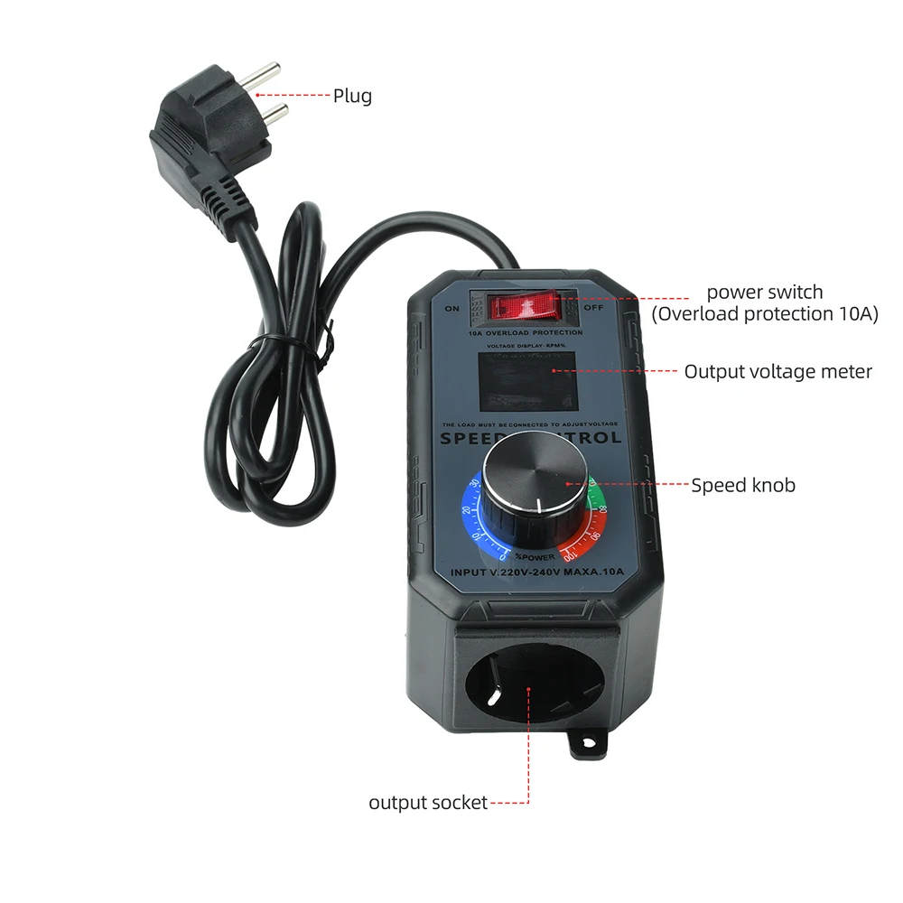 4000W Motorgeschwindigkeitsregler 10A AC 220V Hochleistungs-SCR-Spannungsregler für Ventilatoren, Winkelschleifer, industrielle Anwendungen – Detail 16