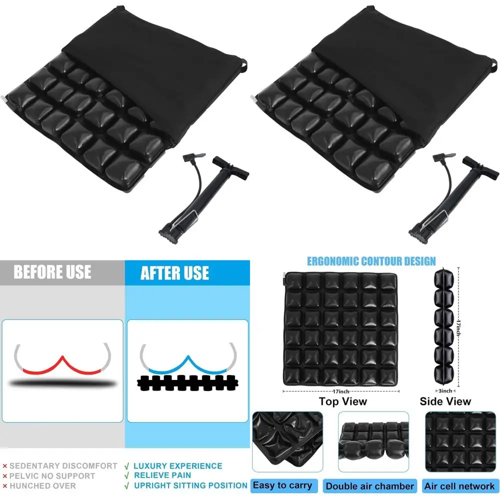 

Надувная подушка для сиденья для облегчения боли в пояснице и при ишиасе, с регулируемым давлением воздуха, портативная для автомобиля, инвалидной коляски и офисного кресла
