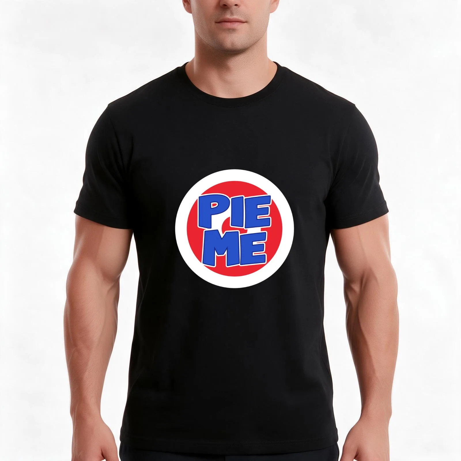 Pie me target T-Shirt, Summer Casual Cotton Tee, Oversized Streetwear Tops, Vintage Graphic Print, Loose Fit Short Sleeve