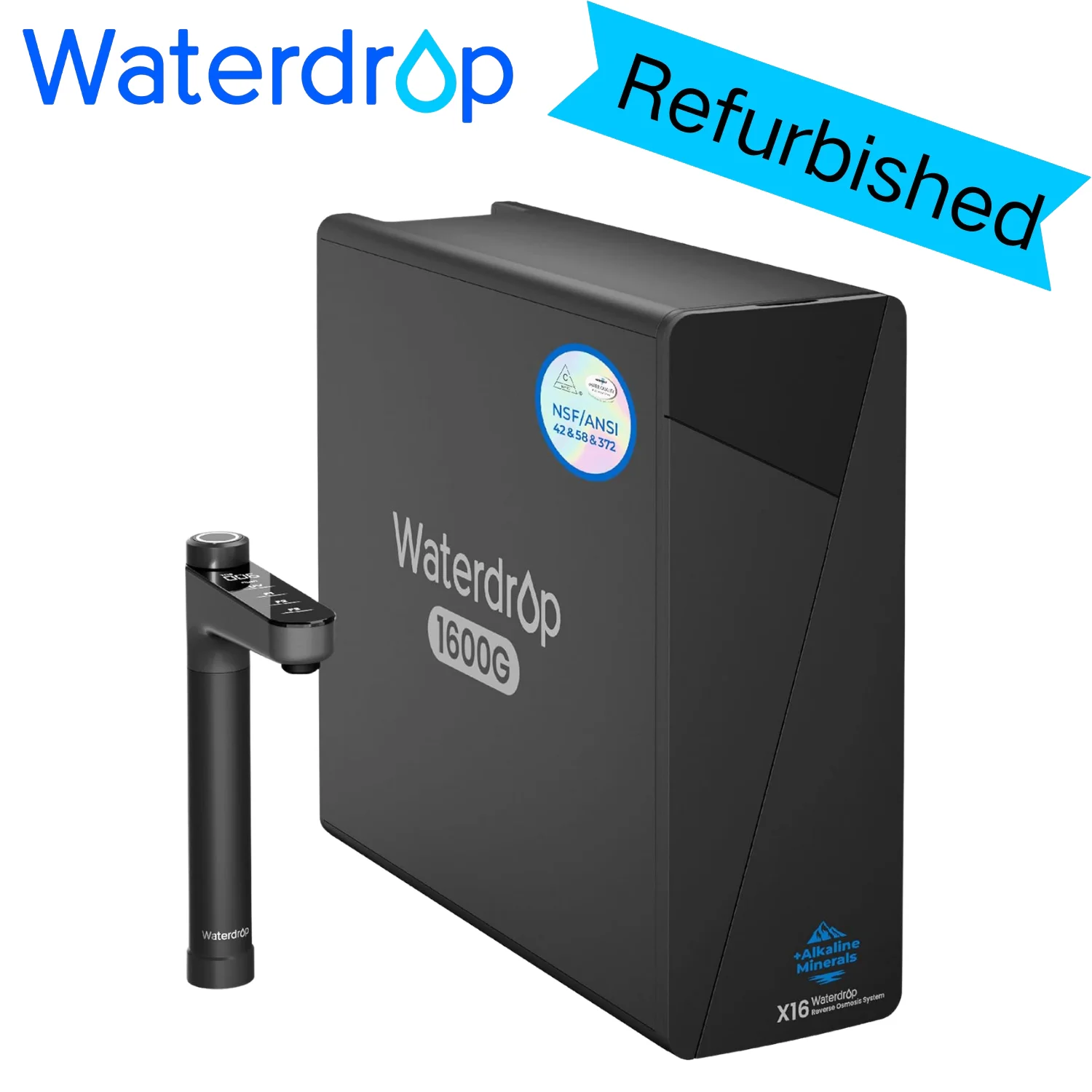 

Waterdrop X16 Tankless Reverse Osmosis System, Alkaline Mineral, NSF/ANSI 42&58&372 Certified, 1600 GPD RO System（Refurbished）