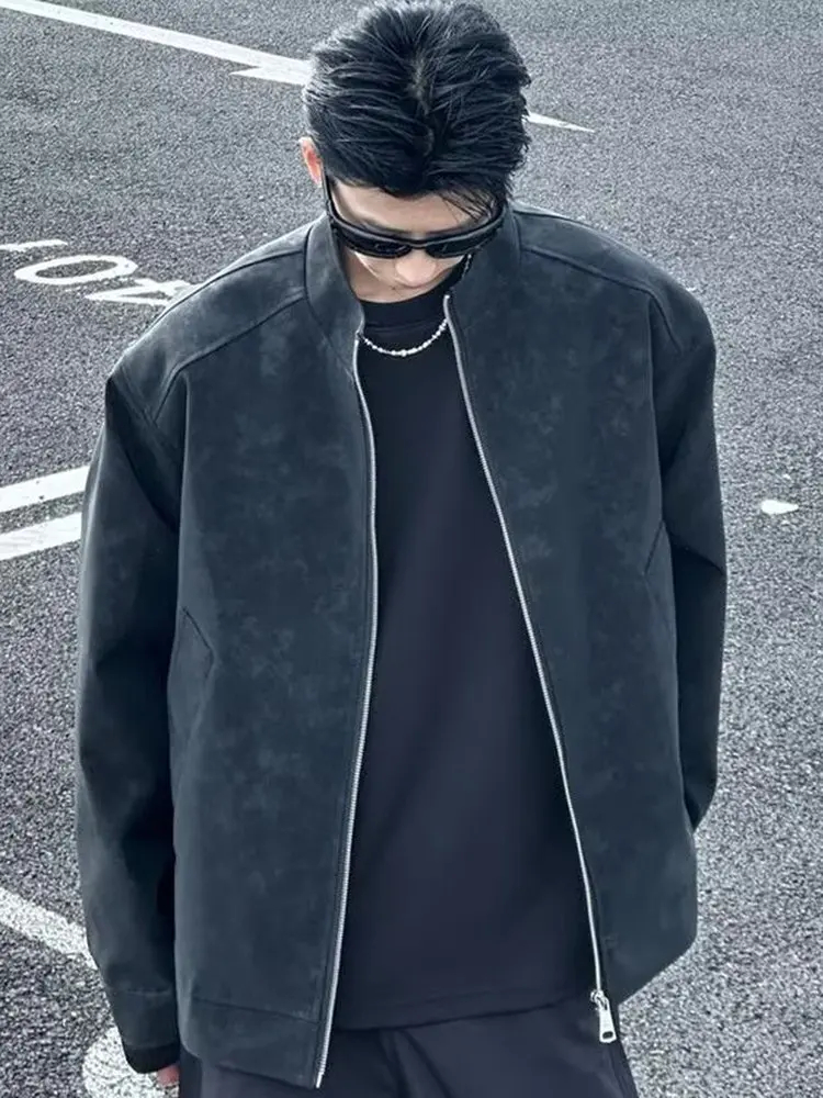 

Повседневная мужская модная универсальная верхняя одежда с воротником-стойкой Oversize Jaet, ветрозащитная длинная полиэстеровая молния...