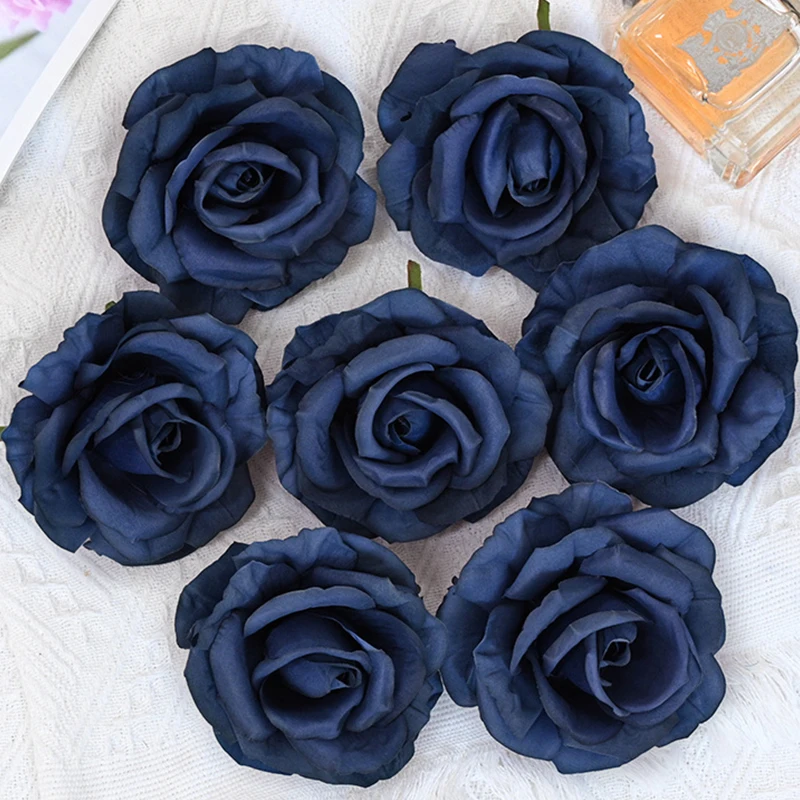 11-12cm/30pcs Large Royal Blue Rose Artificial Silk Flower Heads DIY Wedding Home Party Cake Decoration Fake Flowers Wreath