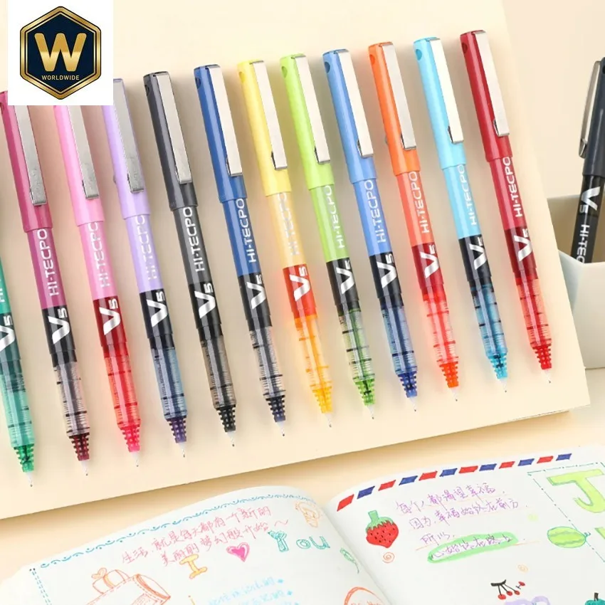 12 Pcs/Box PILOT BX-V5 Gel Pen 0.5mm Straight Liquid Ballpoint Large Capacity Color Syringe Pen School Stationery