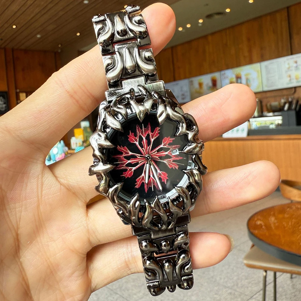 الأحمر وقت الفضاء الكراك تصميم ساعات كوارتز الرجال المرمر الصناعات الشيطان مخلب أعلى فريد الإبداعية ووتش الذكور AAA الساعات Relogio