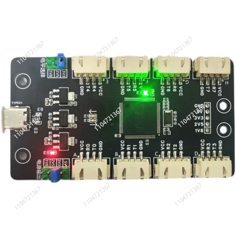 

USB to 8-channel TTL serial port module, level optional 1.8V/2.5V/3.3V TypeC to TTL hub