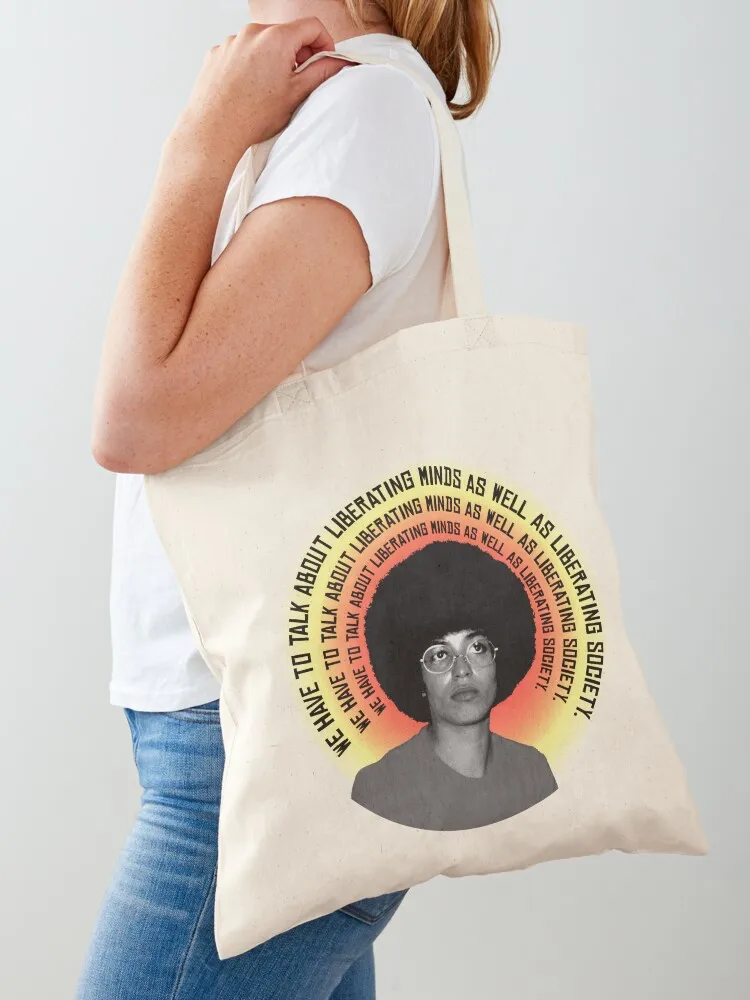

Angela Davis Frees Minds Degrade Black Tote Bag shopping trolley bag female bag Big women university shopper