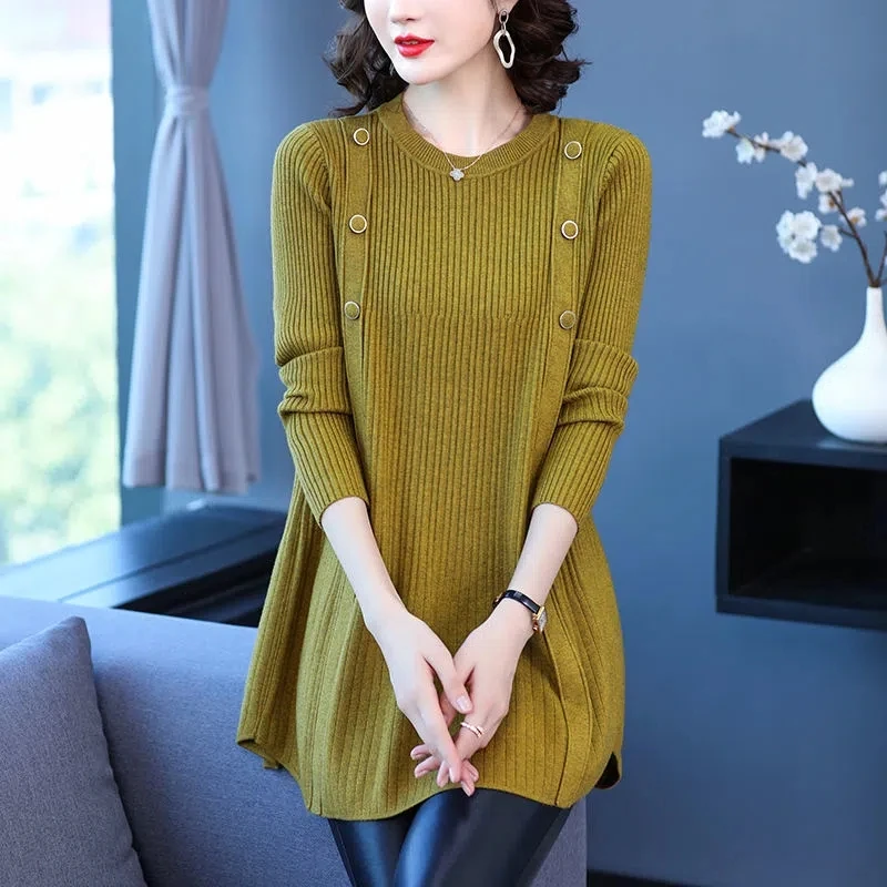 2023NEW Autumn Large Size Women Sweater Pullovers O-Neck Long Sleeve Casual Knitted Tops Loose Long Knitwear Female Sweaters 6XL