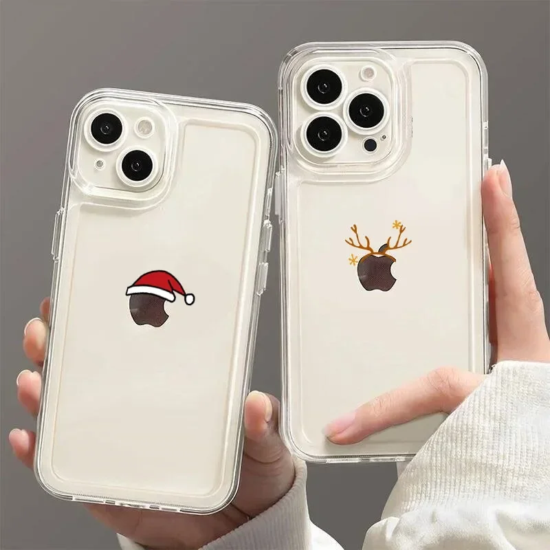 Funny Cartoon New Year Christmas Santa Phone Case for iPhone 16 15 14 13 12 11 Pro Max Mini X XS SE 7 Plus Shockproof Soft Shell