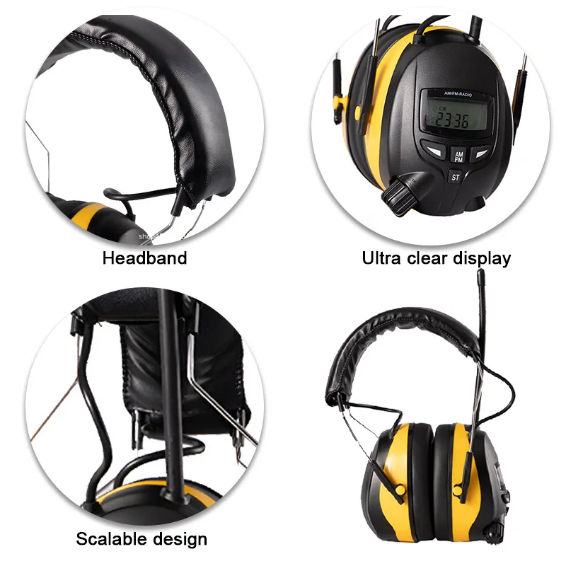 HQ181B6-C2 Anti-Lawaai Oorkappen Smart Shooting Industriële Tactische Hoofdtelefoon Intrekbare Headset Bluetooth Fm/Am Radio