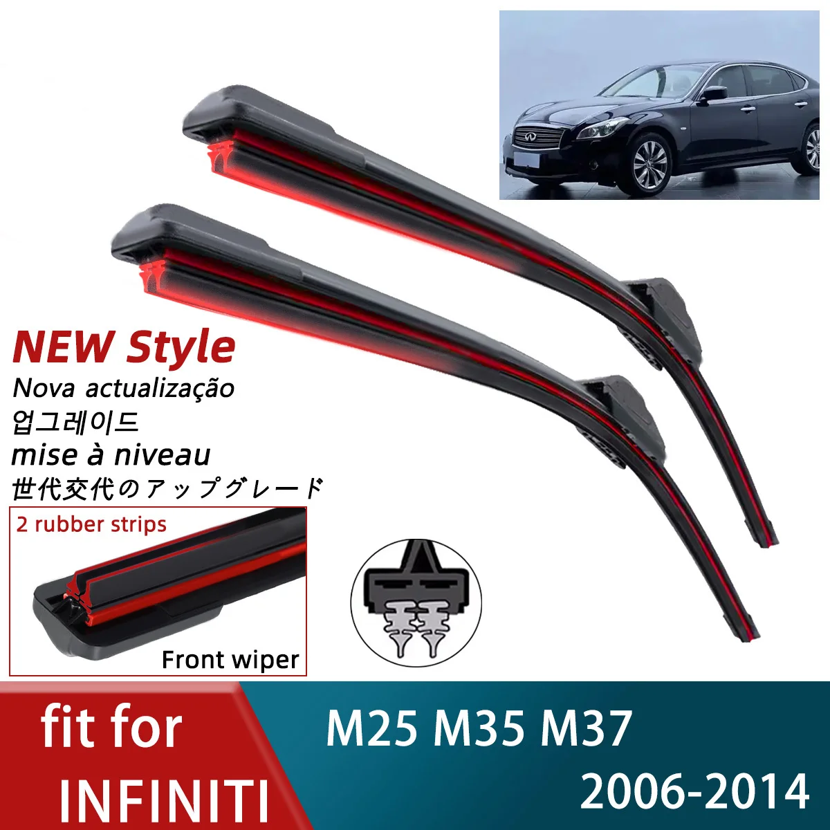 

Double Rubber Car Wiper for INFINITI M25 M35 M37 Front Windscreen Blades Brushes Cutter Accessories Windscreen Wipers Parts