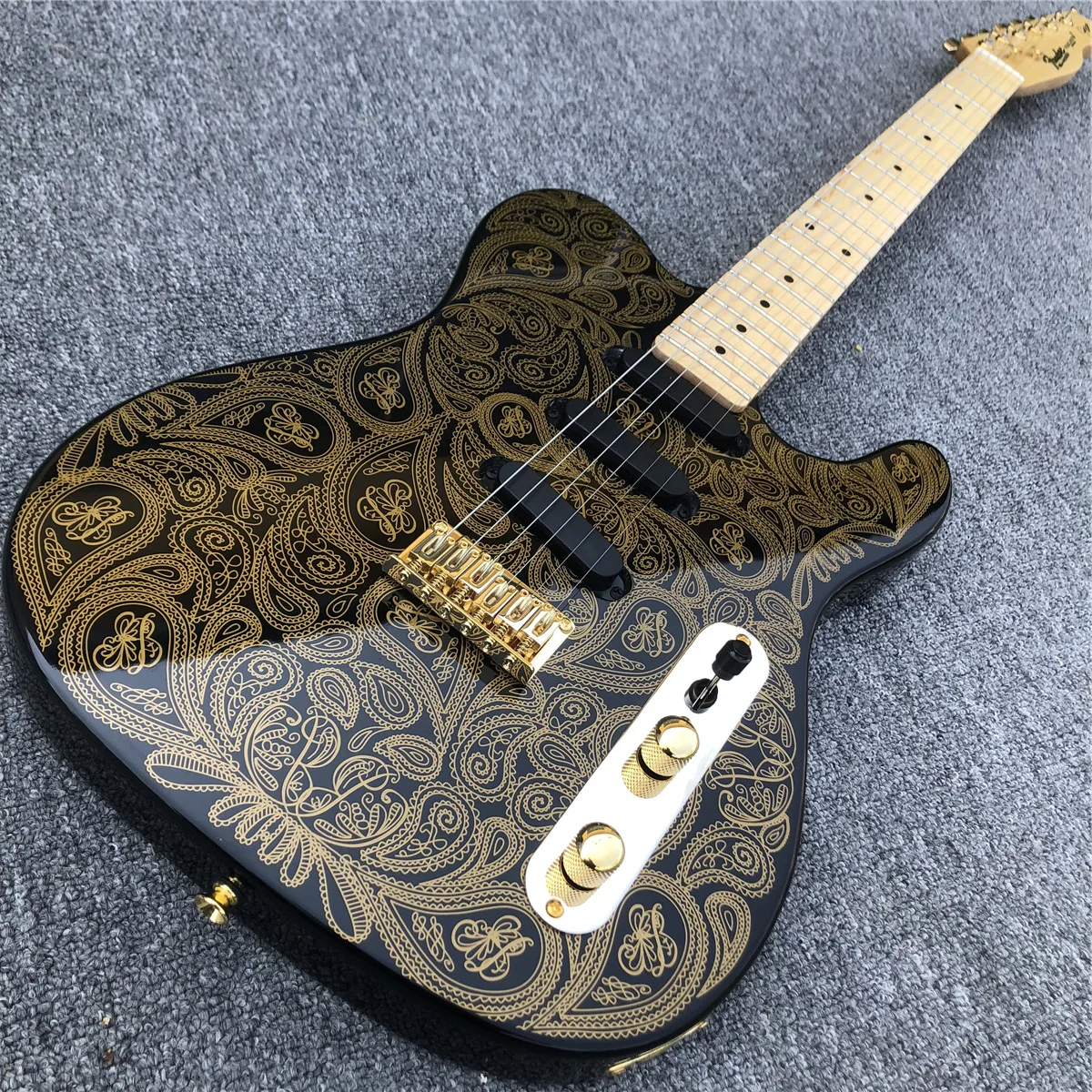 Golden Pattern Solid wood TL Electric Guitar with Maple Fingerboard