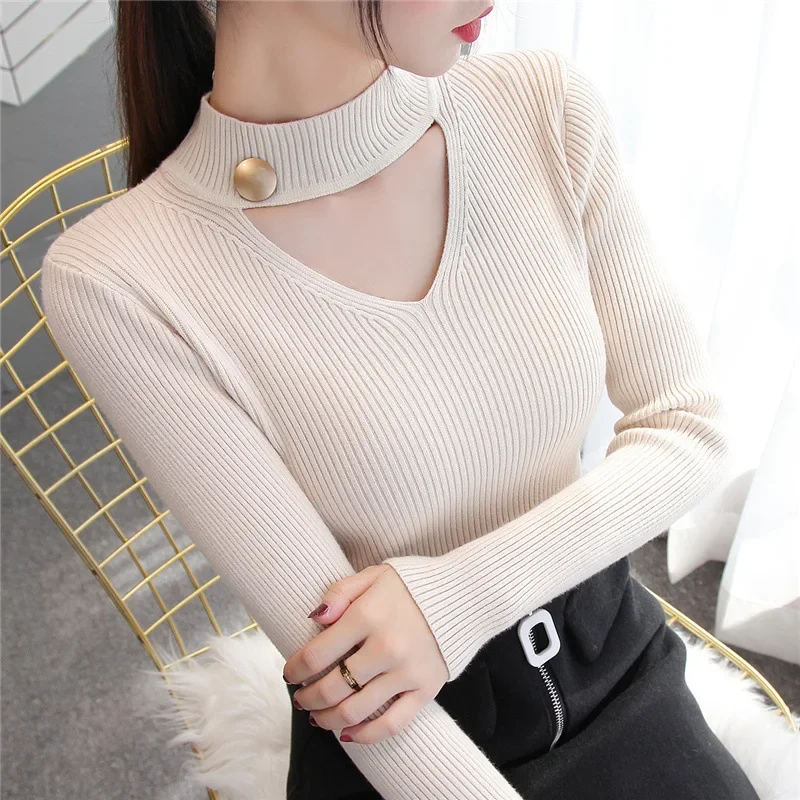 Primavera Autunno Vendita calda della stagione Maglione lavorato a maglia da donna Camicia versatile con strato base Abbigliamento interno giovanile Elegante top in maglia per