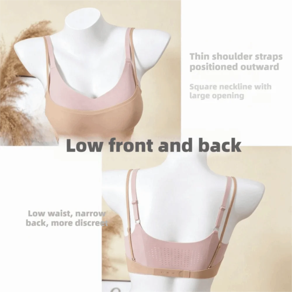 New Breathable Women's Seamless Bra Seamless Adjustable Straps Wireless Bra Wireless Low-Neck Bra Summer Wear