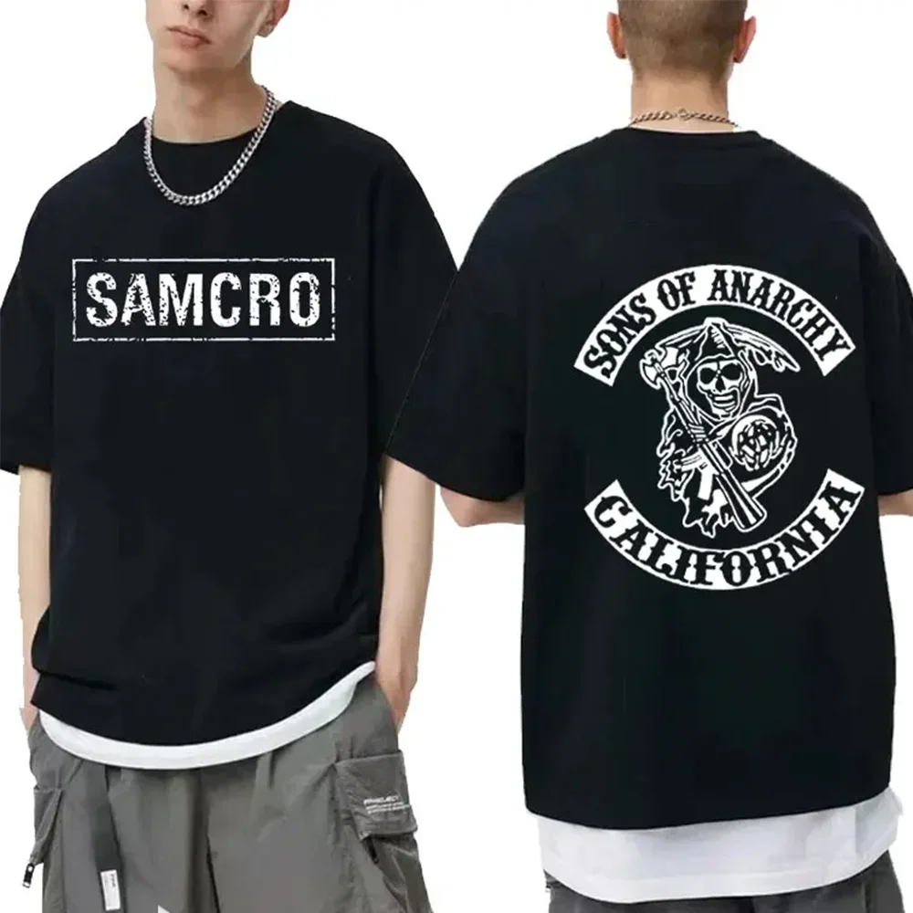 Sons of Anarchy SAMCRO Printed T-shirt Hip Hop Rock oversized Short sleeved summer T-shirt Street top for men and women