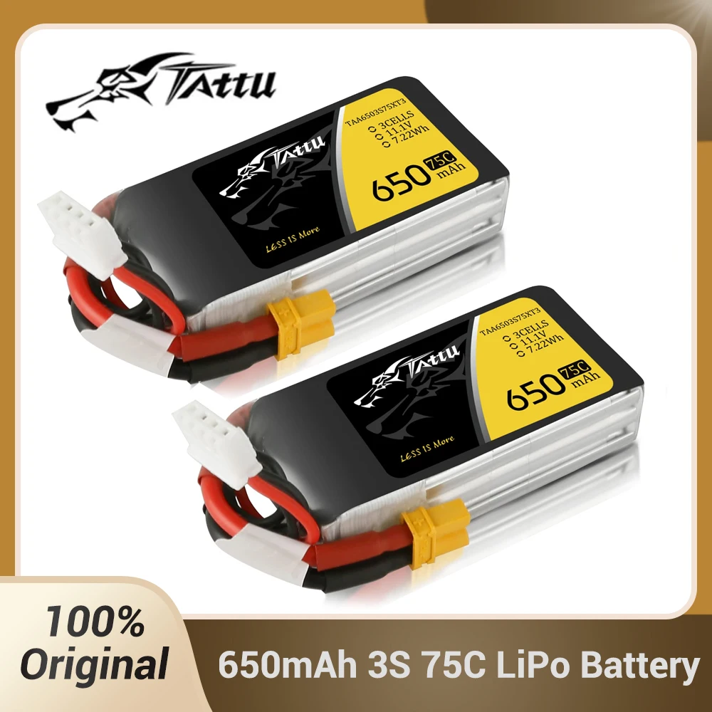 Tattu ACE 3S 650mAh Lipo-Akku 75C 11,1V RC-Akku mit XT30-Stecker für RC FPV Racing Drone Quadcopter