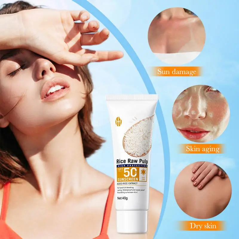 Crème solaire contre les probiotiques de riz Spf 50 +, haute protection solaire, hydratante pour la peau, gratitude solaire, protection UV, solaire