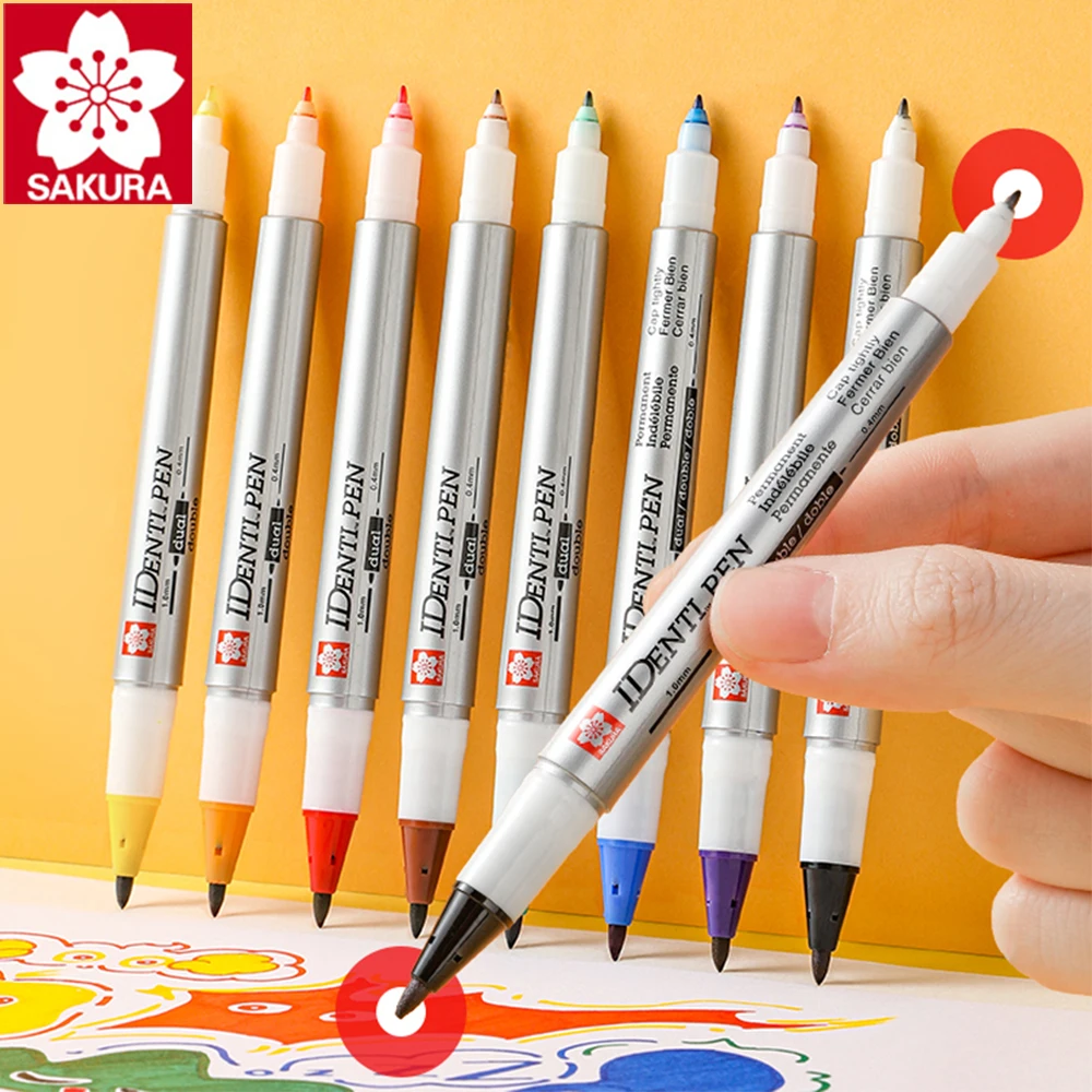 5pcs Japan Sakura Small Double Headed Marking Pen for Students To Hook Line Draw Paint Oil Quick Drying Permanent Art Supplies