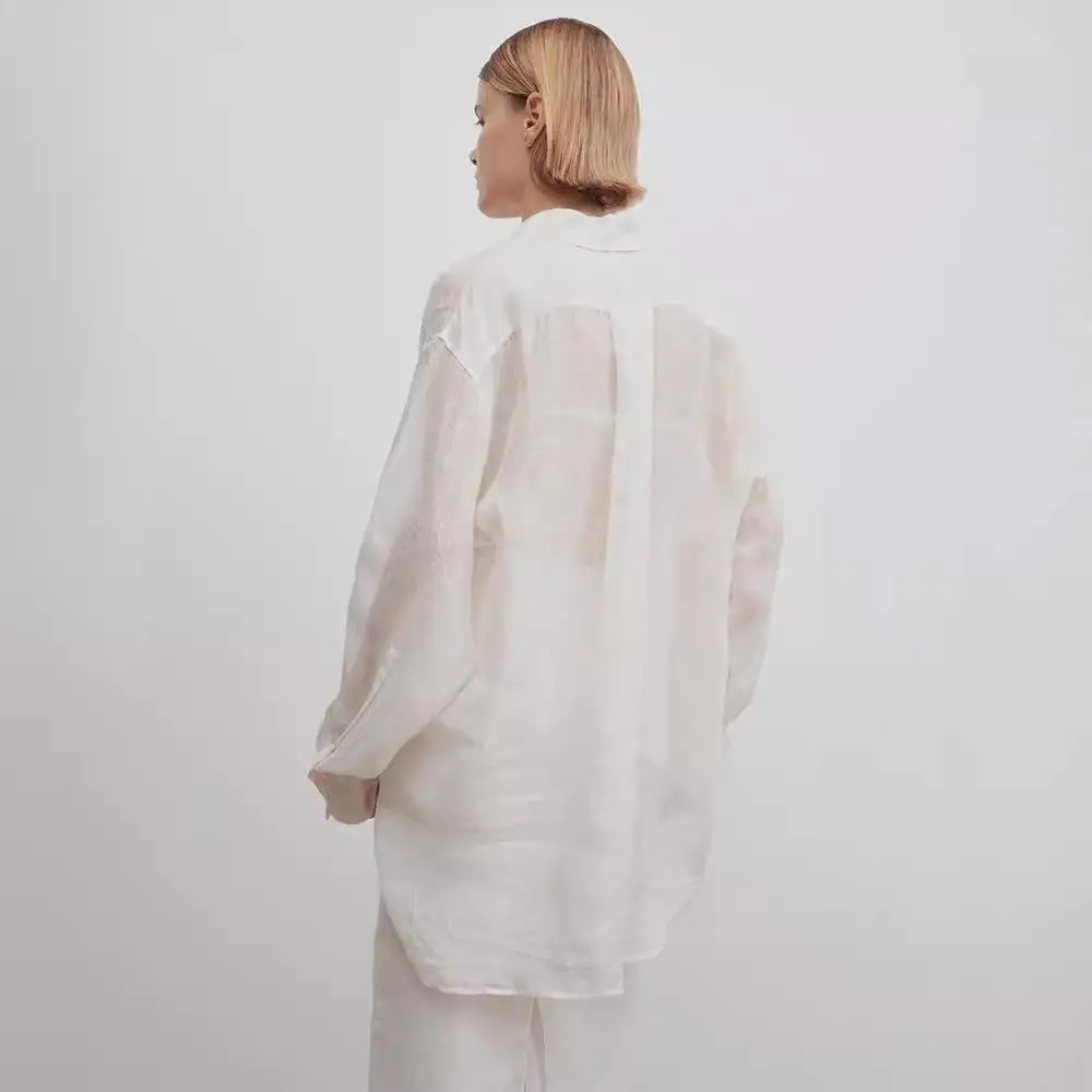 

Mat And Simple Women's Airwaed Fluffy Linen irt Long Sve Cosplay Costume Casual Wear for Anime Cons