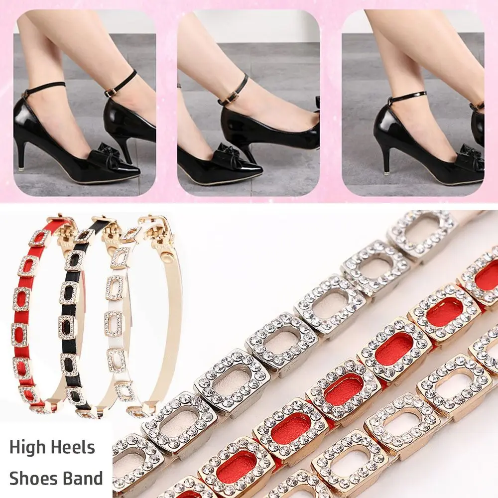 1 زوج النساء إكسسوارات الأحذية الديكور المضادة للانزلاق حزام عقد الكعوب فضفاضة الفرقة بولي Leather أحزمة الأحذية الجلدية رباط الحذاء