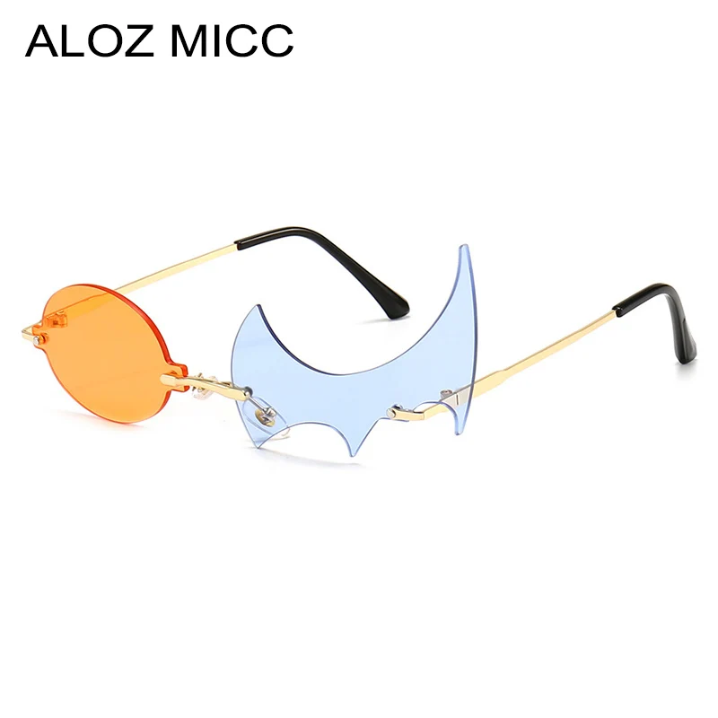 

Fashion Rimless Sunglasses Women Personality Two-Tone Vintage Clear Ocean Lens Eyewear Pink Yellow Men Sun Glasses UV400