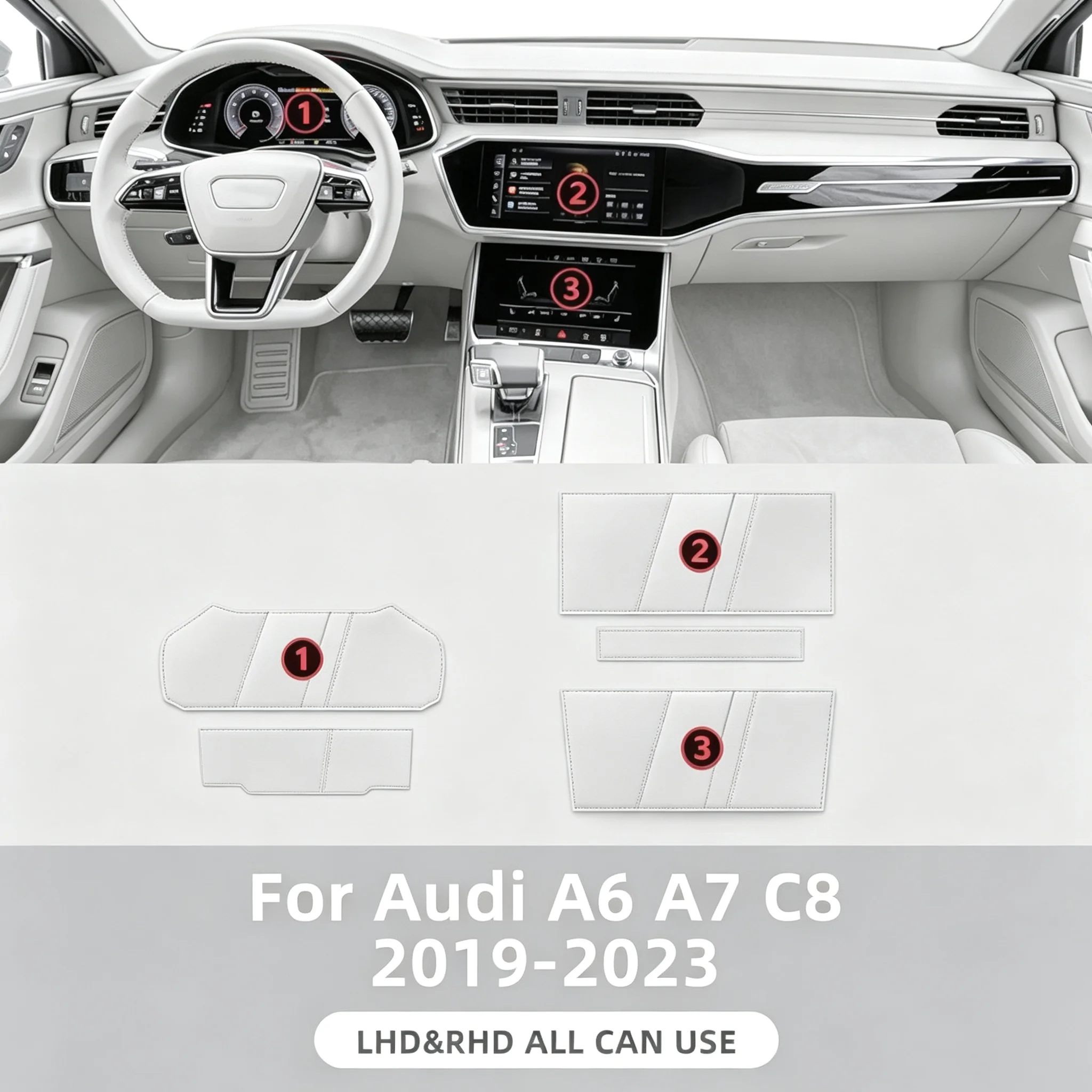 Für Audi A6 C8 A7 2019-2023 Transparente TPU-Schutzfolie für den Mittelbereich, Getriebepanel und Armaturenbrett, PPF Anti-Kratz-Folie – Detail 2