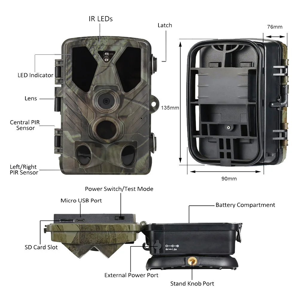 HC-812A Wildlife Observation Camera Wireless Hunting Camera 36MP2.7K Infrared Night Vision Tracking Camera Surveillance Camera