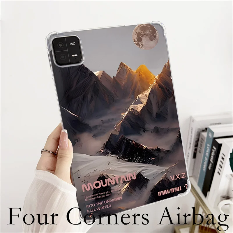 Casing untuk Funda Xiaomi Pad 6 "untuk Xiaomi Mi Pad 5 6 Pro 11 inci Redmi Pad SE 2023 10.6 casing pemandangan matahari terbenam penutup silikon Funda