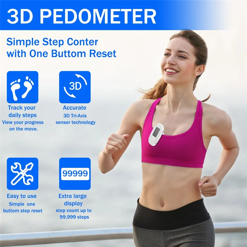 

ABKI-2Pcs 3D Pedometer Step Counter For Walking USB Rechargeable Step Tracker With Removable Clip And Lanyard Durable Easy Insta