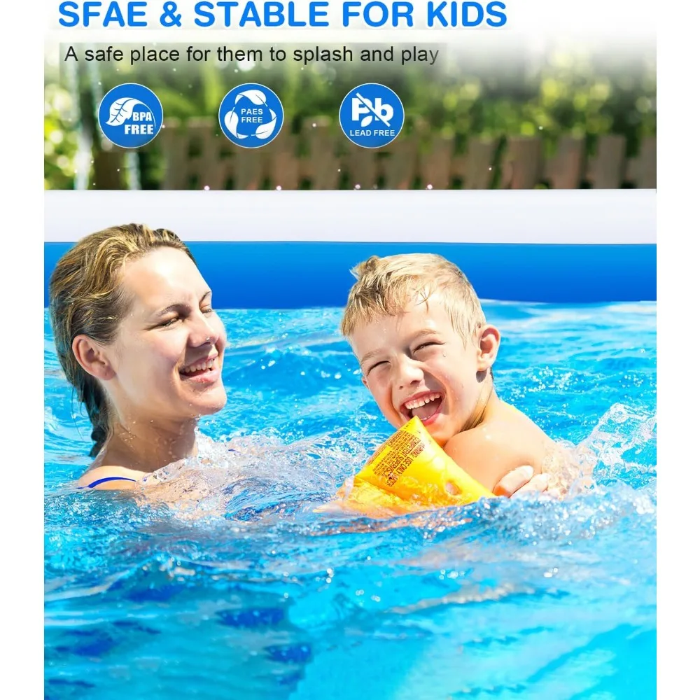 Piscina inflable Extra grande con asiento, 130 "x72 x22, piscinas gruesas para adultos con bomba