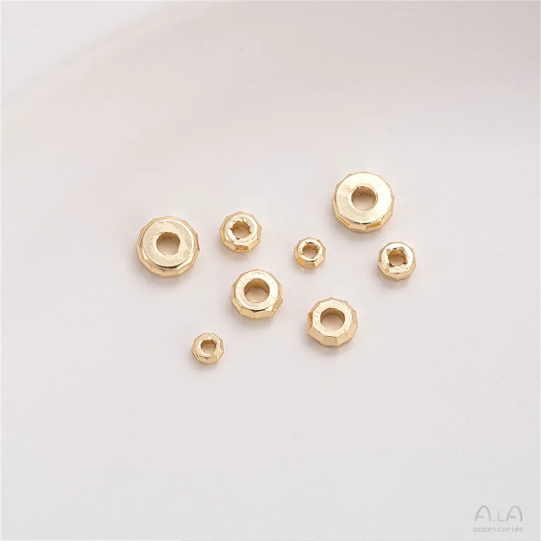 

14K Gold Cut Diamond Bead Wheel Spacer, Handmade Beaded DIY Accessories, Handmade Materials, C385