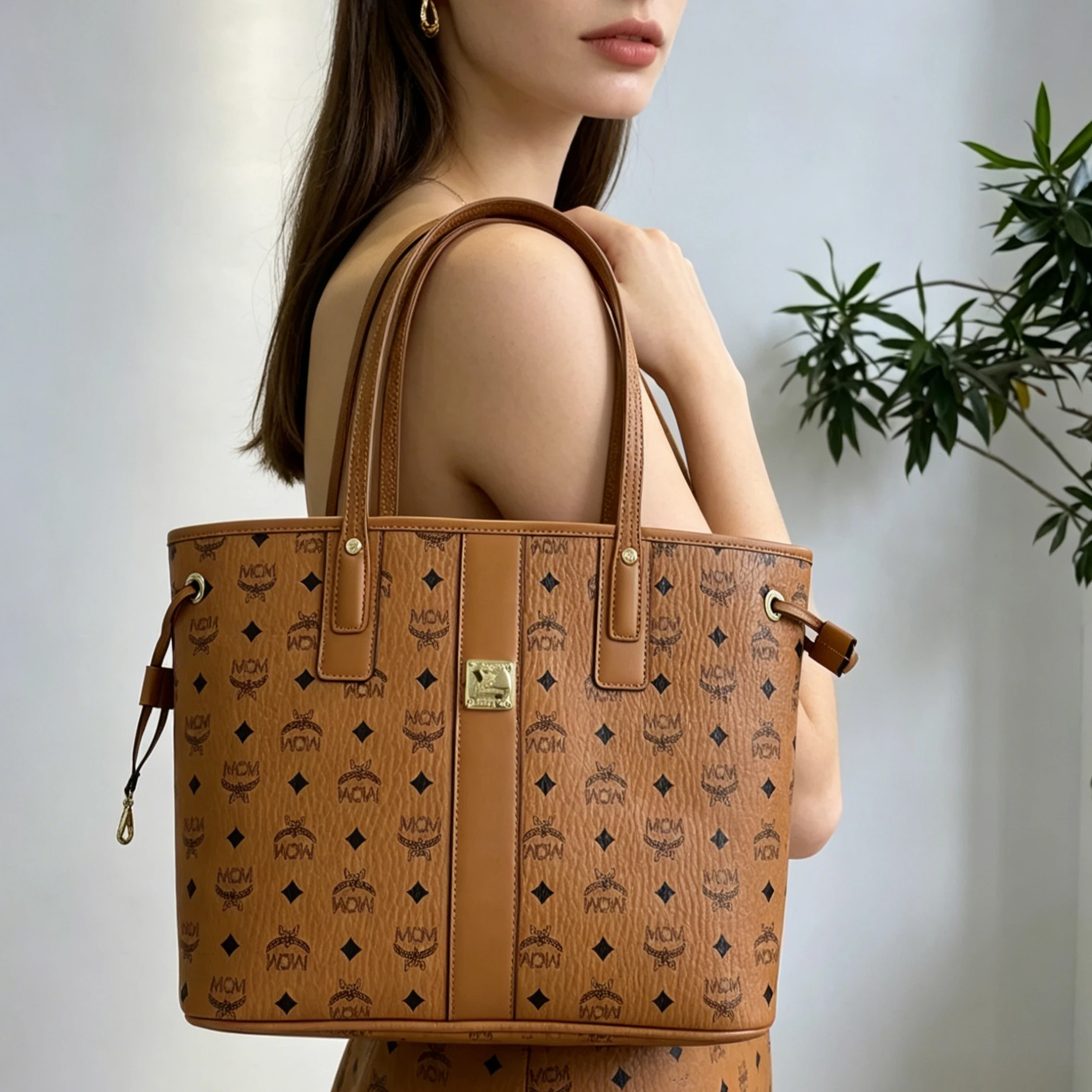 

Womens Bucket Bag Classic Print Drawstring Crossbody Shoulder Bag Suede Lining Lightweight Tote For Travel