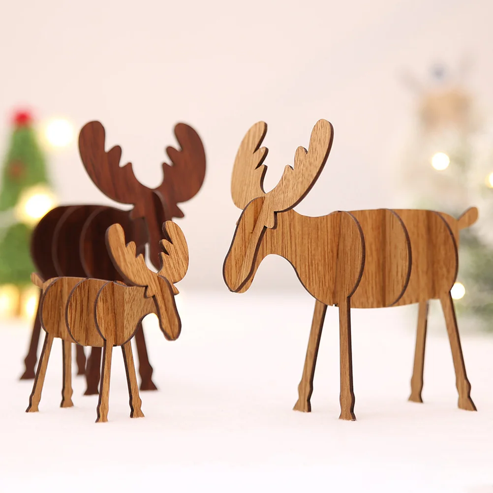 

Vintage Christmas Elk Decoration Wooden Standing Deer Small Size Xmas Home Party Decor Wall Door Classroom Accent