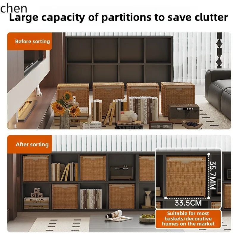 HT medieval solid wood bookcase four-grid cabinet Kalek grid living room storage storage storage