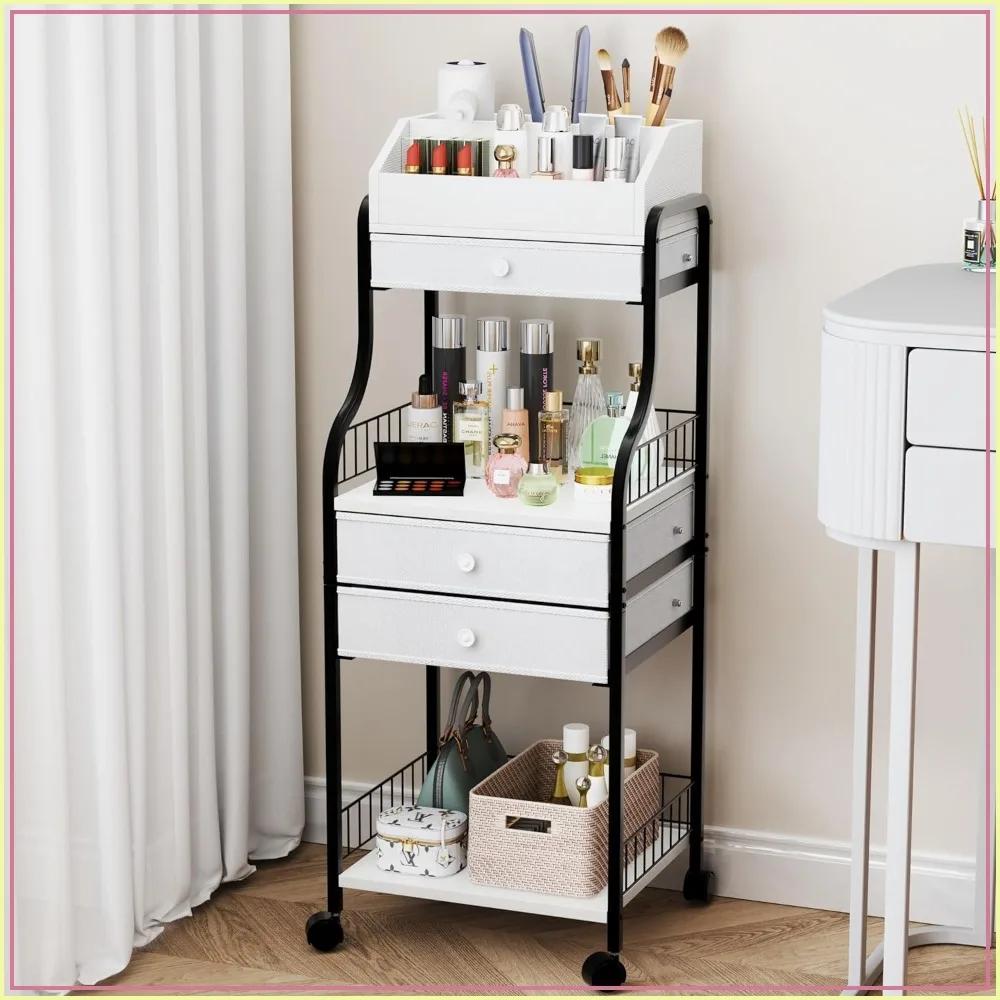 

HapiRm Makeup Organizer Storage with Drawers - Vanity Cosmetics Display Case for Skincare Nail Polish Perfume Brush