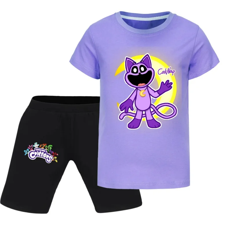 Smiling Critters Catnap Girls Boys Clothes Set Summer Kids Tshirt Pants Casual Suits 2pcs Tracksuit Outfits Children's Clothes