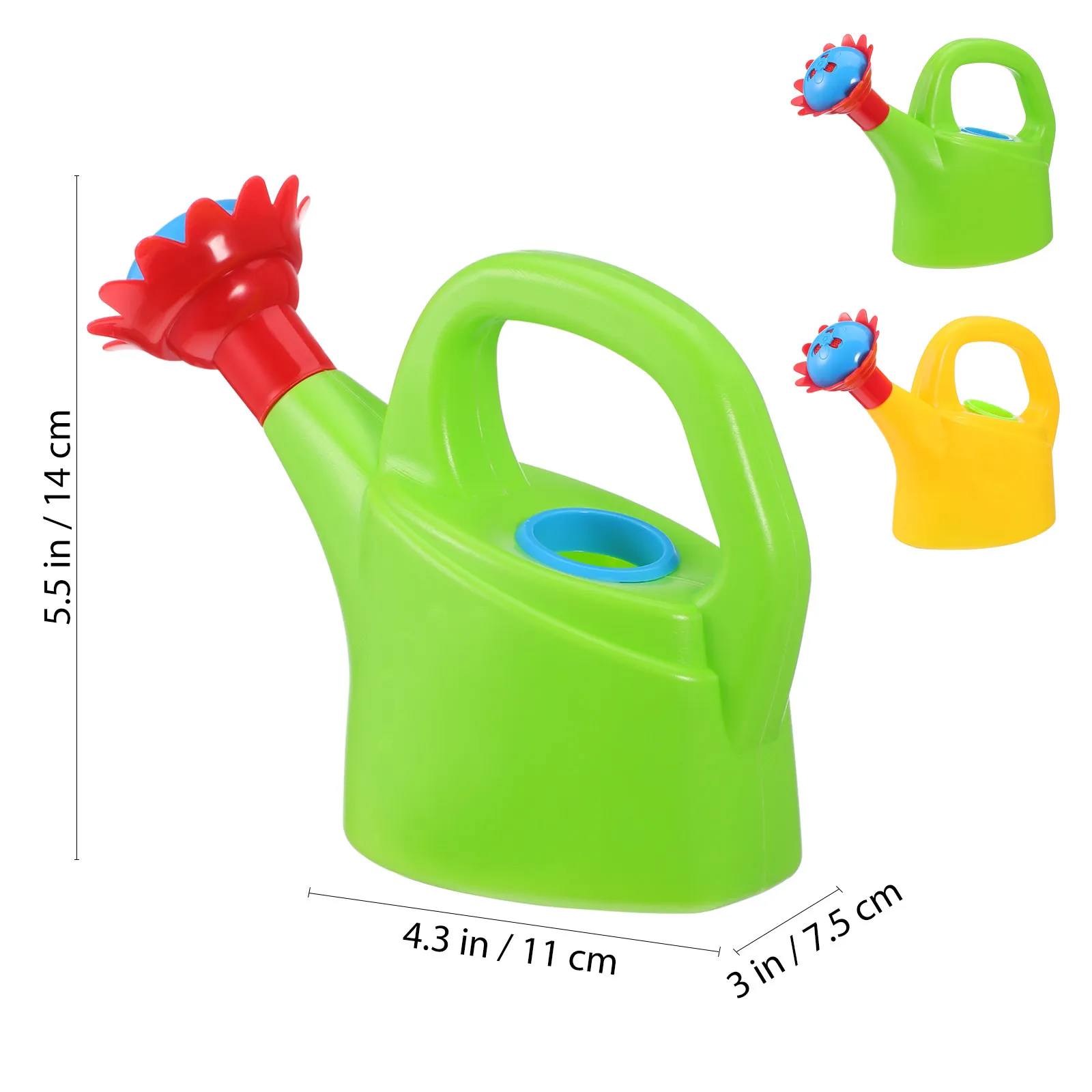 2Pcs Vibrant Plastic Watering Cans for Small Size Easy Grip Large Opening Gardening Tool Bath Play Educational Gift