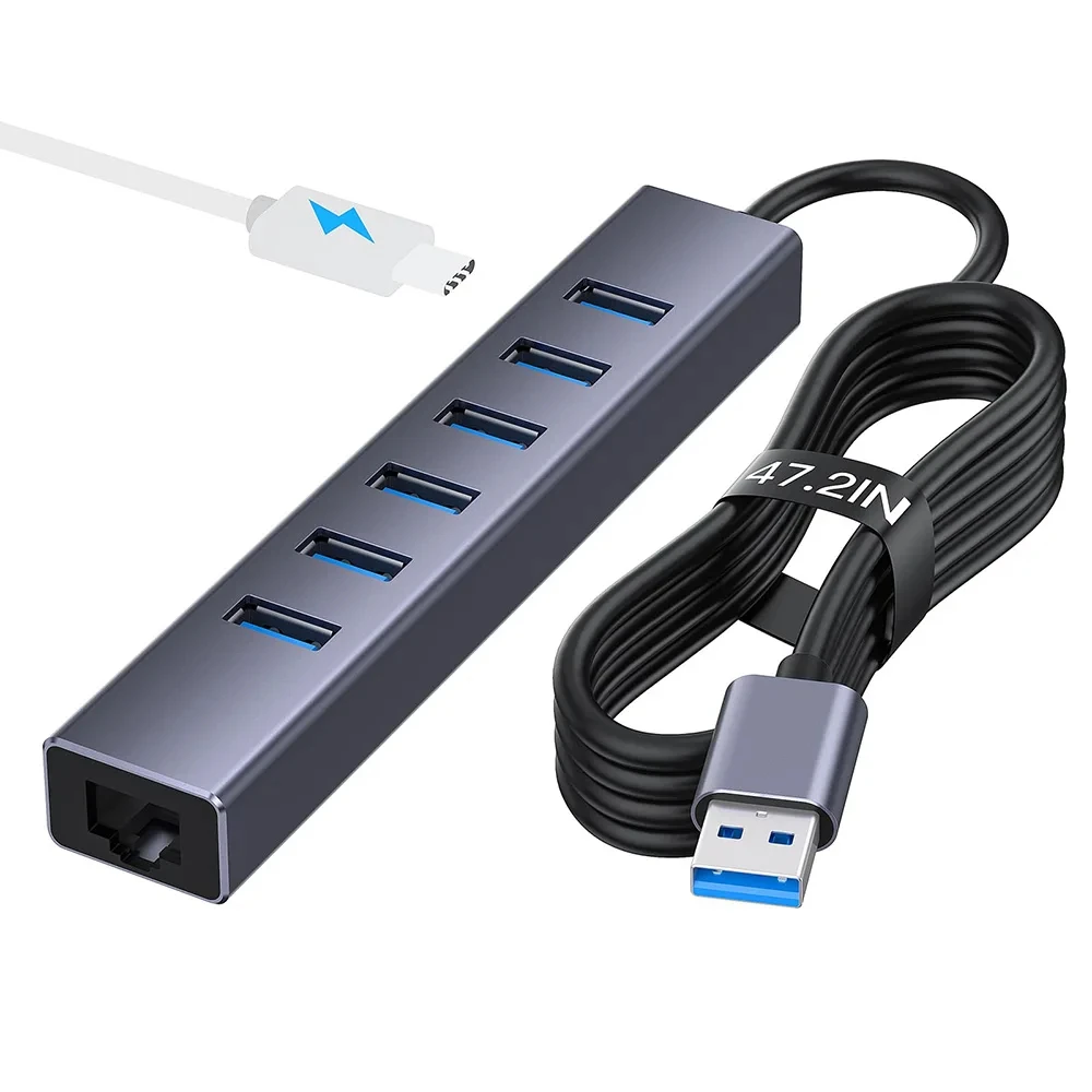 

FORIDA 8-in-1 USB 3.0 Hub with 6 USB 3.0 Data Transmission Gigabit Ethernet Port Adapter for Laptop iMac PC USB Flash Drives etc