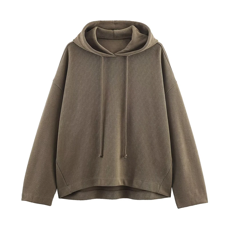 

Винтажная мягкая толстовка с капюшоном большого размера для женщин, осень-зима, однотонный повседневный пуловер с длинными рукавами, женский sudadera