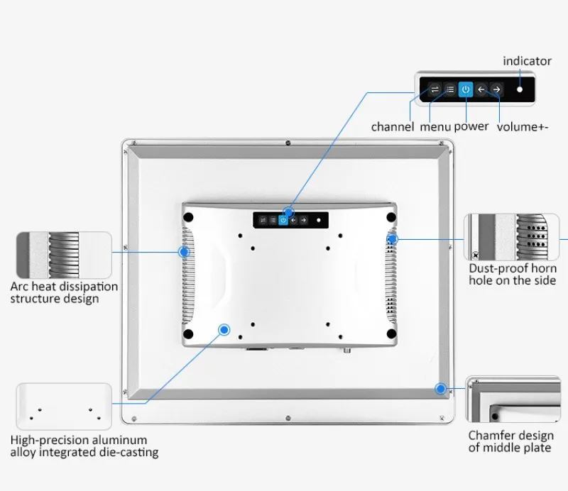 10.1 polegada 10mm moldura desktop vesa sem costura full HD LCD Touch Screen Painel de exibição à prova d'água IP65 Monitor industrial