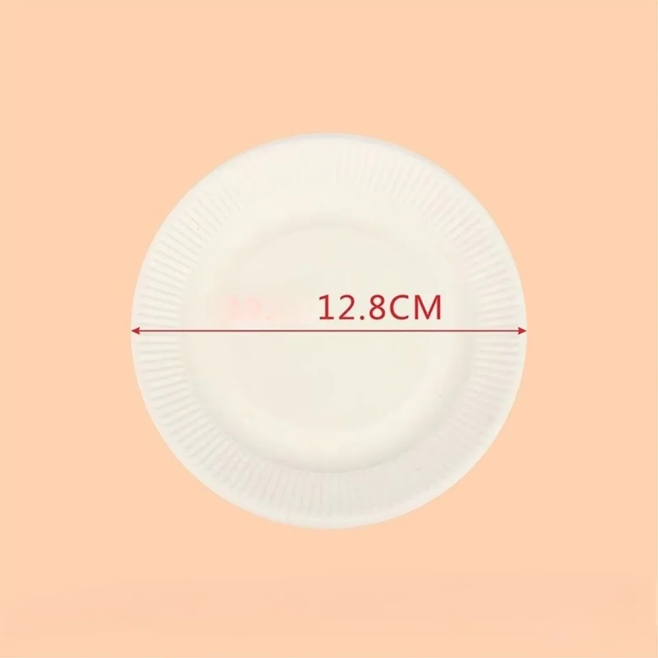 50 Stück Pappteller, Einweg-Partygeschirr, Knochenspuckplatte, Picknickplatte, Kinderzeichnung, DIY, weißer Karton, Decora – Detail 3