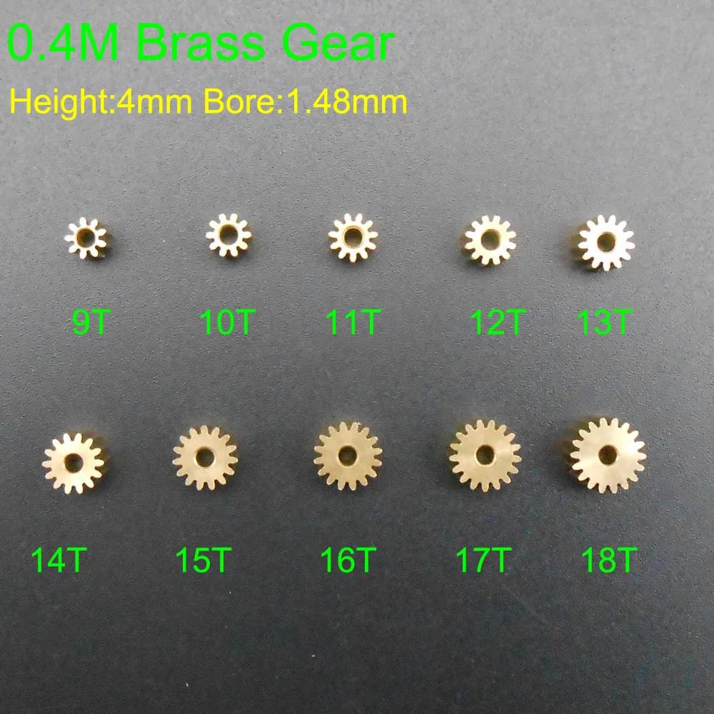 5 sztuk/partia 0.4 M mosiężny zębatka zębata zębata mechaniczna mały moduł 0.4 otwór 2MM 1.98MM 2A 9/10/11/12/13/14/15/16/17/18 zęby