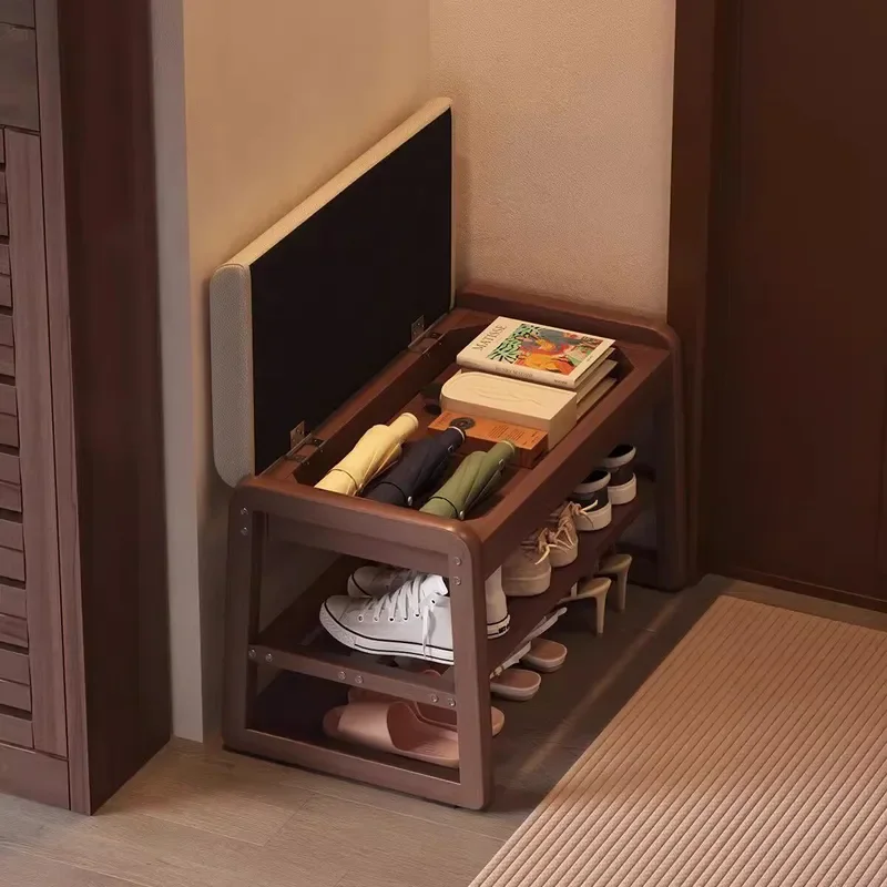 Solid Wood Entryway Shoe Bench with Storage Integrated Sitting Shoe Cabinet for Doorway Hallway Organization and Seating