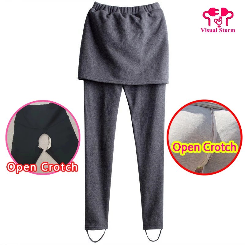 

Woman Open Crotch Leggings Double Hidden Zippers Pants Crotchless Outdoor Sex Invisible Trouser Seamless Exotic Lingerie Panties