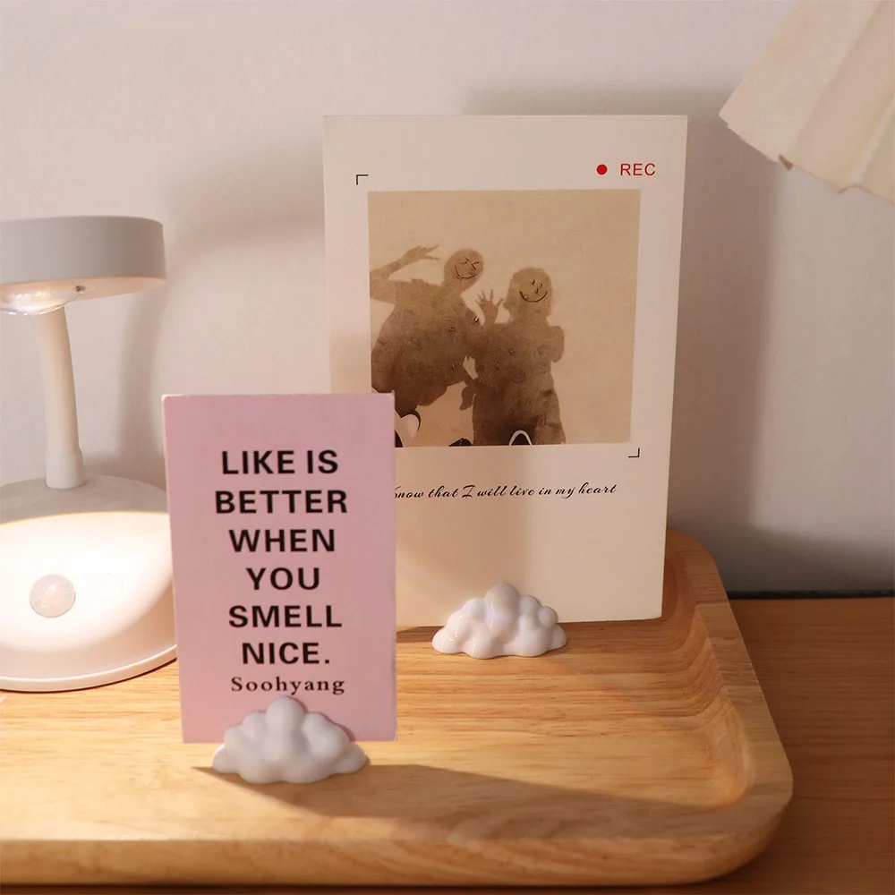 3pcs Cloud-Shaped Photo Holders Funny Decorations Business Card Holder 3D Printed Photo Display Racks Desktop Decoration