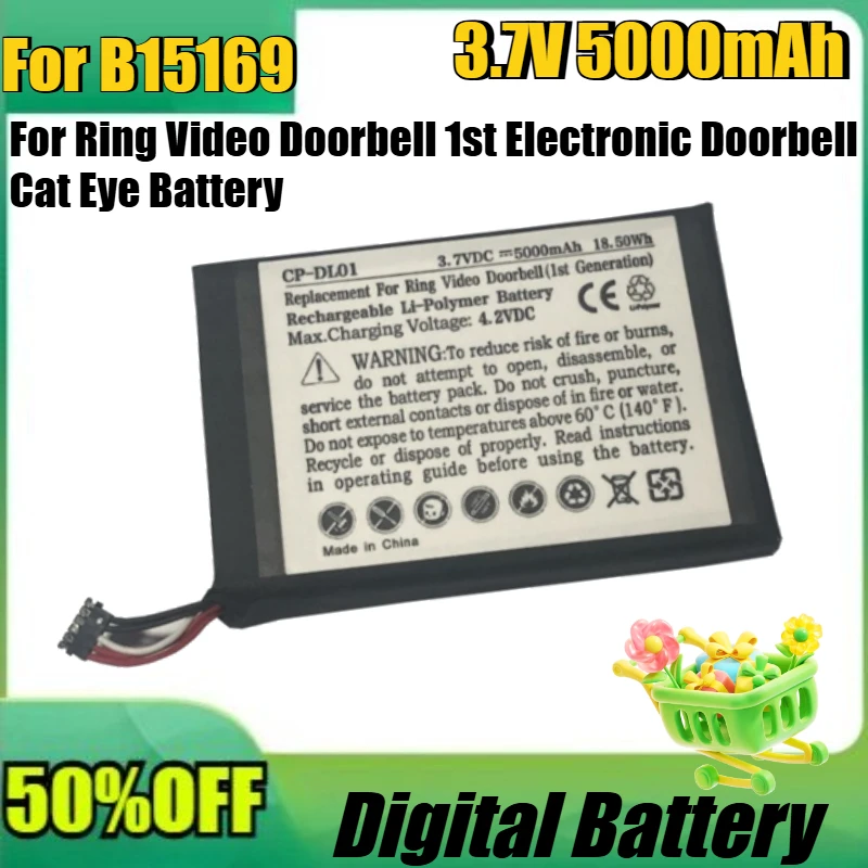 

New B15169 3.75V 5000mAh High Quality Battery for Ring Video Doorbell 1st Electronic Doorbell Cat Eye Battery